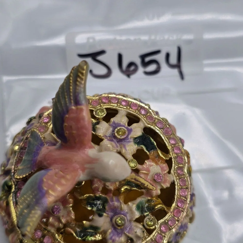 Hummingbird Trinket Box Enamel Jeweled Decorative Keepsake Storage‎ Holder